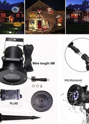Лазерний проєктор christmas laser projector 16 картриджів слайдів