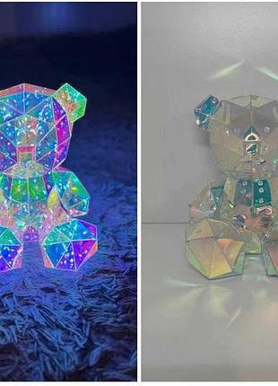 Нічник 3d "ведмедик" 17 × 14 см з голографічним ефектом і multi-підсвіткою