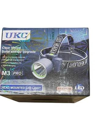 Налобный аккумуляторный фонарик ukc m3 pro с зарядкой от type-c