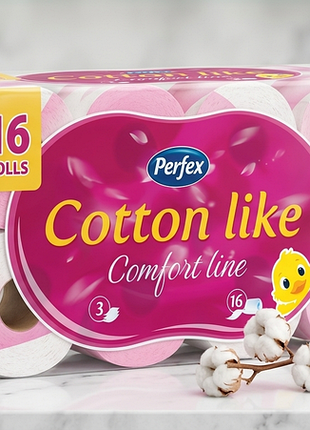 Папір туалетний perfex cotton comfort line 3 шари 16 рулонів
