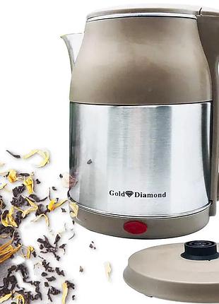 Чайник электрический gold diamond tk0005 коричневый