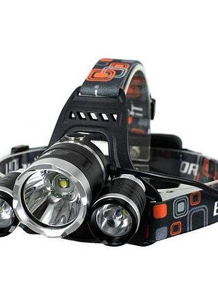 Налобний ліхтар bailong rj-3000 t6 на 3 led лампи