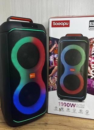 Портативна бездротова колонка sacapu partybox 320 потужна bluetooth акустична система з караоке та rgb-підсвіткою