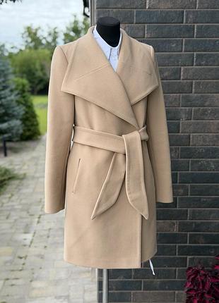 Шерстяне бежеве пальто ricco collection з альпакою та мохером