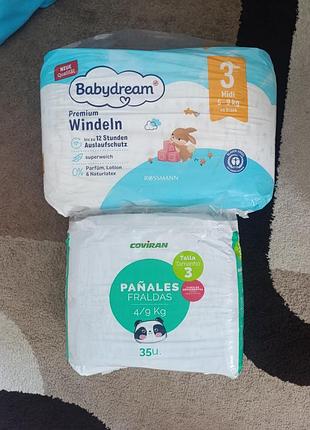 Підгузки babydream premium windeln та coviran pañales fraldas, розмір 3