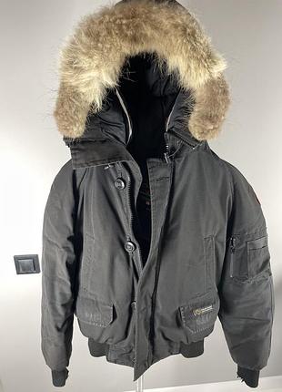 Куртка чоловіча canada goose чорна з хутром