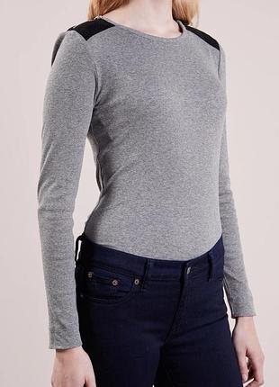Сірий лонгслів в рубчик lauren ralph lauren