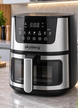 Аэрофритница, skyberg 4200w 8855s / аэрогриль сенсорное управление без масла / мультипеч 8l