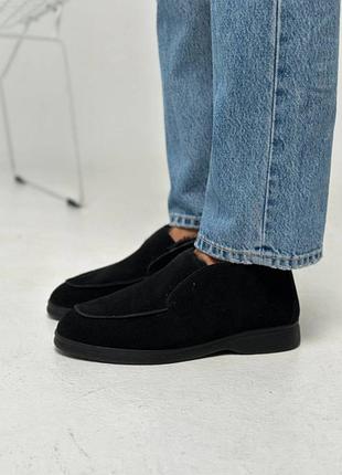 Оригинальные теплые кожаные ботинки лоферы loro piana
