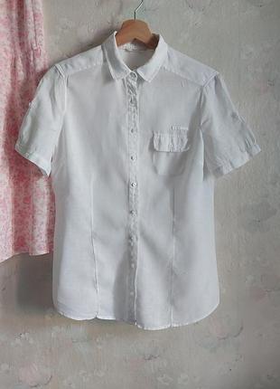 Сорочка жіноча massimo dutti xs 42р., біла, лляна, літня