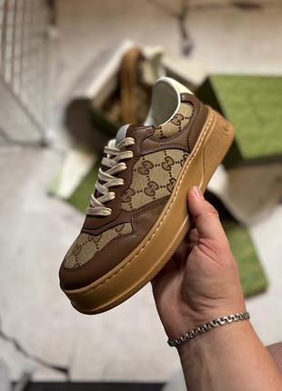Женские кроссовки gucci gg sneakers brown premium