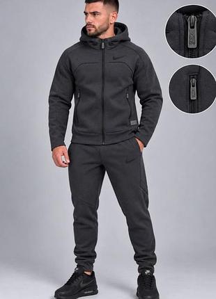 Чоловічий зимовий трикотажний спортивний костюм nike у стильному графітовому кольорі.