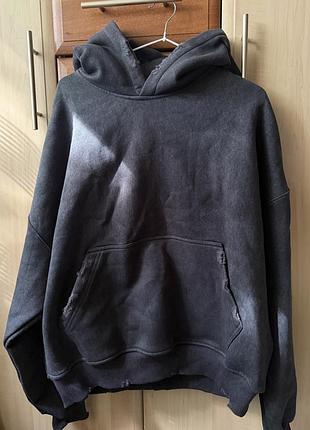 Худі be om oversize s/m, на флісі, вінтажний стиль з потертостям