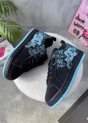 Кросівки dc shoes court graffik black blue sabbath pixie🩵