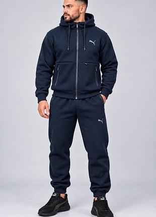 Чоловічий зимовий спортивний костюм puma темно-синій
