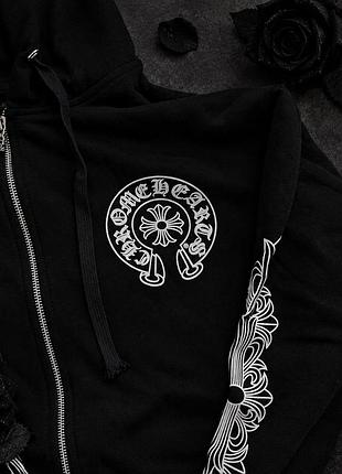 Худі chrome hearts на блискавці, чорне 2