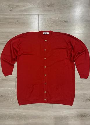 Вінтажний кардиган вовняний червоний burberrys (made in england) xl
