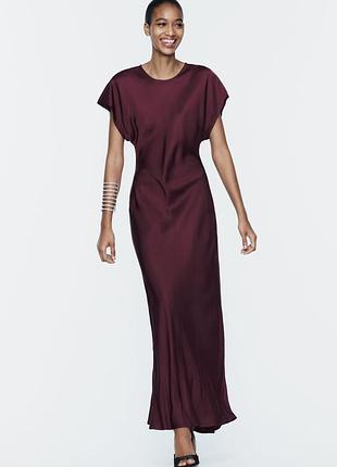 Zara сукня максі сатинова атласна силуетна довга