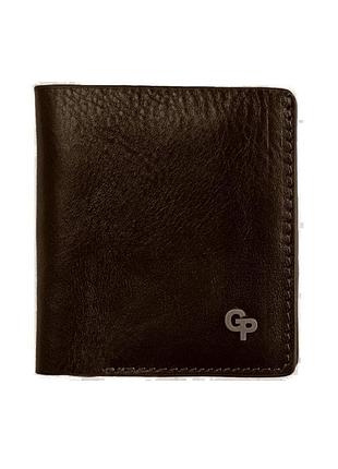 Мужской кожаный портмоне бифолд с монетницей grande pelle 528620 коричневый
