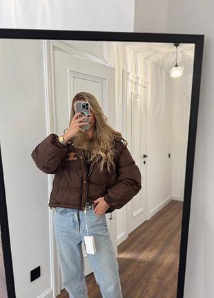 Куртка жіноча celine коричнева з капюшоном