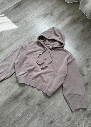Вʼязане велюрове худі з преміальної лінійки h&m колір капучино базове діноче еофта з капюшоном светр бежевий коричневий