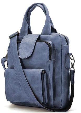 Вертикальна чоловіча сумка rk-7266-3md tarwa синя