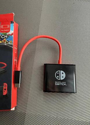 Док-станція type-c hub для nintendo switch, 3 порти 2