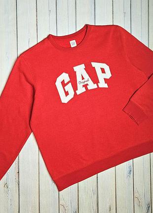 🤩1+1=3 фірмовий чоловічий червоний світшот на флісі светр gap оригінал, розмір 48 - 50
