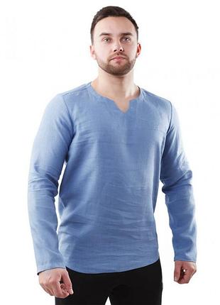 Чоловіча сорочка з льону 3xl, синій
