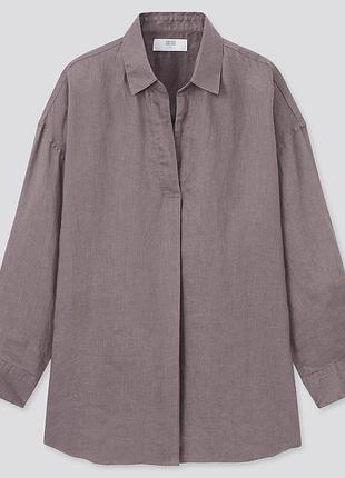 Uniqlo сорочка вільна лляна рукав 3/4 без ґудзиків