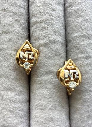 Сережки nina ricci маленькі золотистого кольору