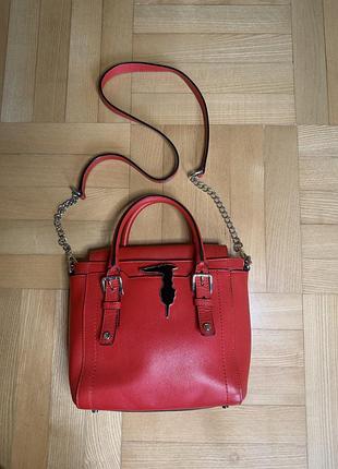 Сумка жіноча trussardi червона, 23х23 см
