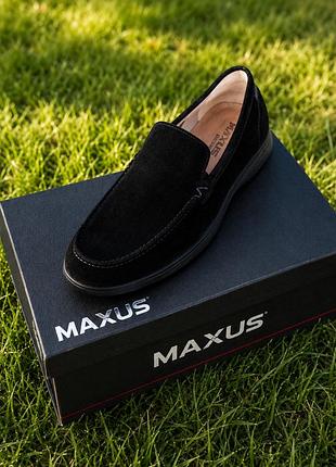 Мужские мокасины maxus черные замшевые 43р.(стелька 28см)