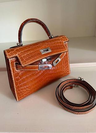 Сумки для жінок hermes mini kelly fauve barenia matte alligator