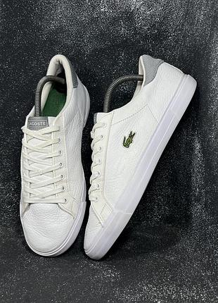 Чоловічі білі шкіряні кеди lacoste lerond