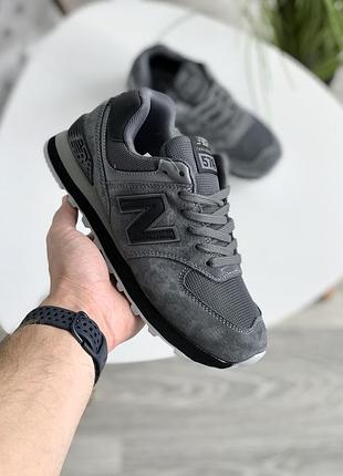 New balance 574 grey | сірі замшеві кросівки | 36–45