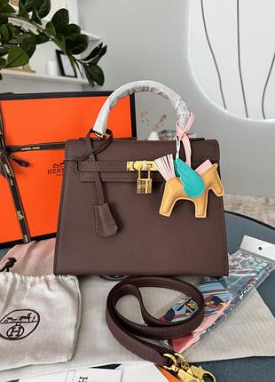 Hermes kelly 25 chocolate gold