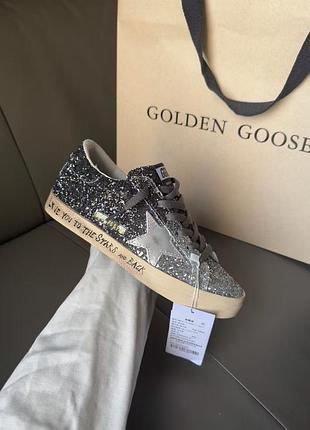 Кросівки жіночі golden goose сірі з блискітками