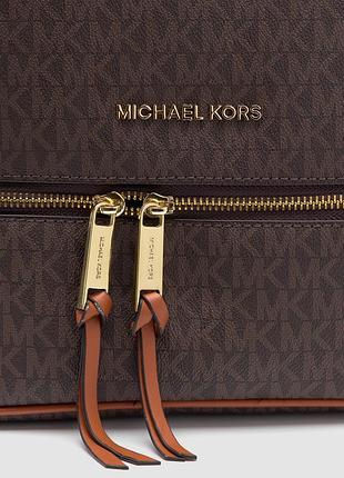 💎 michael kors large rhea logo backpack brown 3