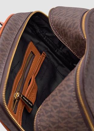 💎 michael kors large rhea logo backpack brown 4