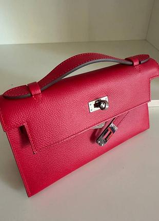 Клатчі для жінок hermes kelly pochette червоний шкіряний