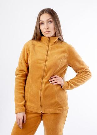 Тепла флісова кофта на блискавці гірчичний, xl