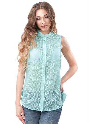 Летняя мятная блуза без рукавов 2xl