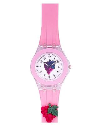 Дитячий годинник better 005 grape pink-white — кварцовий рожевий годинник для дівчаток з силіконовим ремінцем