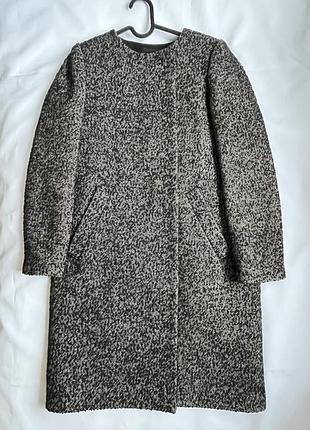 Пальто жіноче, сіро-чорне букле, розмір 34( xs-s) 50% вовна