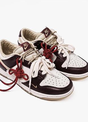 Кросівки жіночі nike dunk low year of the snake білий, коричневий 38 (24.5 см) шкіра, нубук