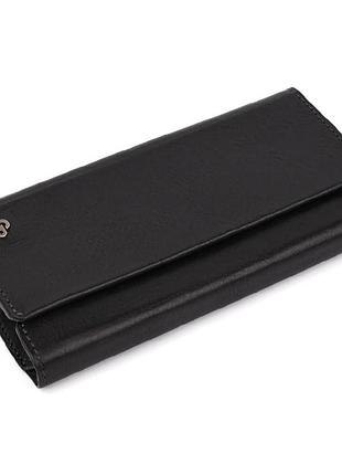 Кожаное портмоне глянцевая кожа черная grande pelle 552610