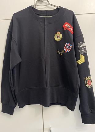 Реглан черный с наклейками true religion