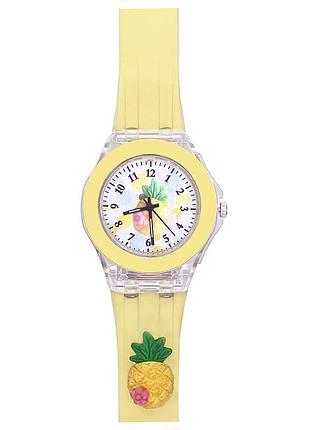 Дитячий годинник better 005 pineapple yellow-white кварцовий з жовтим силіконовим ремінцем
