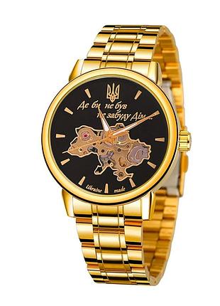 Класичний чоловічий годинник awarder 022 gold-black mechanic metall не забуду дім